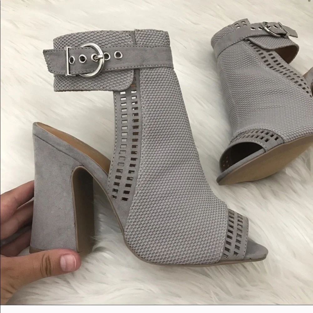 Grey Peep Toe Booties